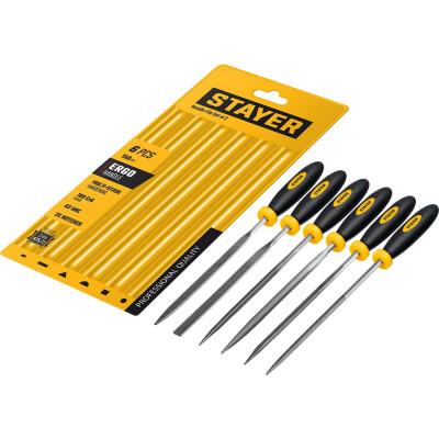 Набор надфилей с двухкомпонентной ручкой 100 мм 6шт STAYER 16010-H6_z02