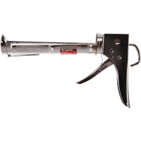 Полуоткрытый пистолет для герметика 310мл, хром, зубчатый шток 7мм MATRIX 88640