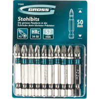 Набор бит PZ2х50, сталь S2, 10шт GROSS 11345