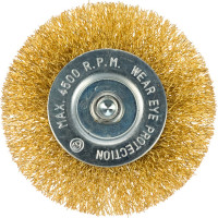 Щетка для дрели, 75 мм, плоская со шпилькой, латунированная витая проволока MATRIX 74448