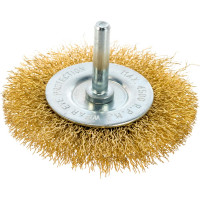 Щетка для дрели, 75 мм, плоская со шпилькой, латунированная витая проволока MATRIX 74448