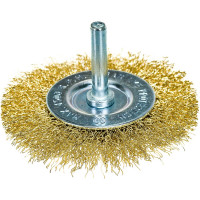 Щетка для дрели, 75 мм, плоская со шпилькой, латунированная витая проволока MATRIX 74448