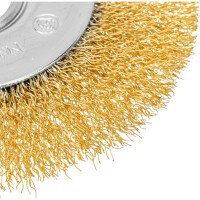 Щетка для УШМ, 125 мм, посадка 22.2 мм, плоская, латунированная витая проволока MATRIX 74656