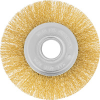 Щетка для УШМ, 125 мм, посадка 22.2 мм, плоская, латунированная витая проволока MATRIX 74656