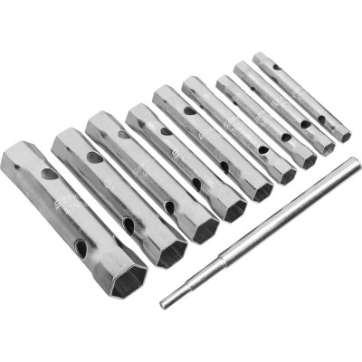 Набор торцевых ключей-трубок SPARTA 6 - 22 мм, вороток, оцинкованные, 9 шт 137525