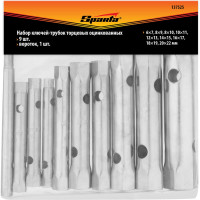 Набор торцевых ключей-трубок SPARTA 6 - 22 мм, вороток, оцинкованные, 9 шт 137525