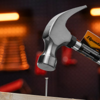 Молоток-гвоздодер SPARTA 450 г, боек 27 мм, металлическая трубчатая обрезиненная рукоятка 104405