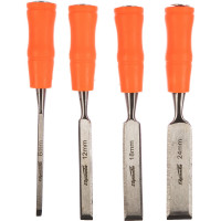 Набор плоских стамесок SPARTA 6-12-18-24 мм, пластиковые ударные рукоятки 243975