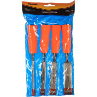 Набор плоских стамесок SPARTA 6-12-18-24 мм, пластиковые ударные рукоятки 243975