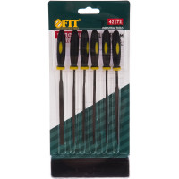 Надфили, прорезиненная ручка, 5х150 мм, 6 шт FIT IT 42172