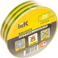 Изолента ПВХ 19мм, 20м, желто-зеленая IEK ИЭК UIZ-20-10-K52