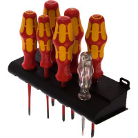 Набор диэлектрических отверток Wera, VDE, индикатор напряжения, подставка, 7 предметов, WE-006480