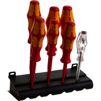 Набор диэлектрических отверток Wera, VDE, индикатор напряжения, подставка, 7 предметов, WE-006480