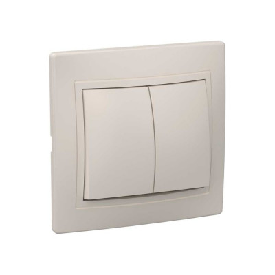 Выключатель GENERICA КВАРТА 2кл в сборе скр,крем EVK20-K33-10-DM