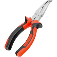 Длинногубцы MATRIX NICKEL, 160 мм, изогнутые никелированные, двухкомпонентные рукоятки// 17420