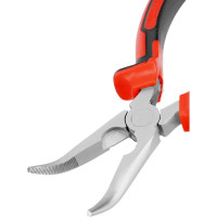 Длинногубцы MATRIX NICKEL, 160 мм, изогнутые никелированные, двухкомпонентные рукоятки// 17420