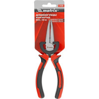Длинногубцы MATRIX NICKEL, 160 мм, изогнутые никелированные, двухкомпонентные рукоятки// 17420