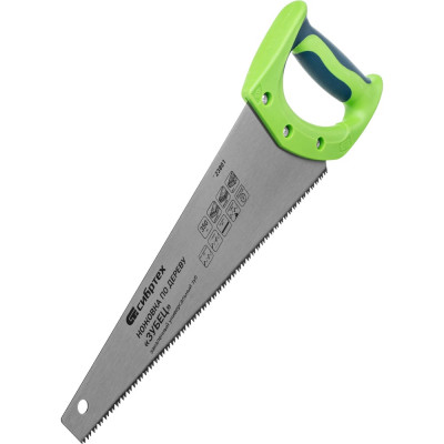 Ножовка по дереву СИБРТЕХ Зубец 350 мм, 7-8 TPI, зуб 2D, калёный зуб, 2-х компонентная рукоятка 23801