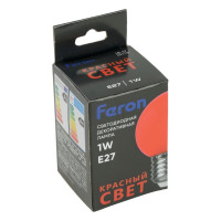 Лампа FERON LED 1вт Е27, красный, шар 25116