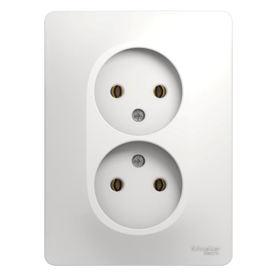Розетка двойная Systeme Electric (Schneider Electric) GLOSSA, без заземления, белый GSL000120
