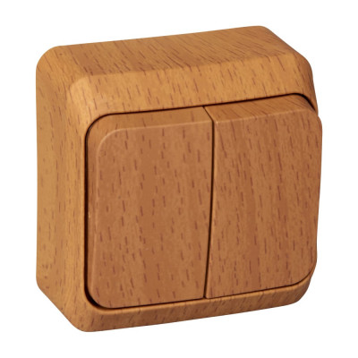 Выключатель 2-клавишный Systeme Electric (Schneider Electric) Этюд Дача, 10 А, бук, арт. BA10-002T