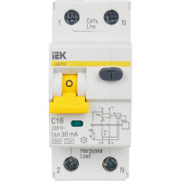 Дифавтомат АВДТ-32 1п+N, C, 16А, 30мА IEK MAD22-5-016-C-30