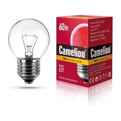 Электрическая лампа накаливания с прозрачной колбой MIC Camelion 60/D/CL/E27, 8973