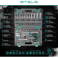 Набор инструментов STELS 1/2, 1/4 CrV, пластиковый кейс 94 предм. 14106