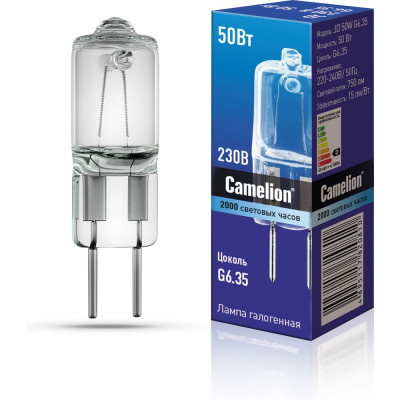 Галогенная лампа без рефлектора JD 50W g6,35 220V Camelion 5204