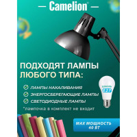 Настольный светильник Camelion KD-312 C02 чёрный 230V 40W 10999