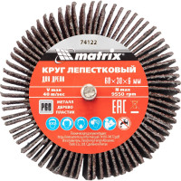 Круг лепестковый (60x30x6 мм; P60) для дрели MATRIX 74122