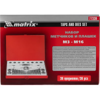 Набор метчиков и плашек М3 - М16, 36 предметов MATRIX MASTER 77339