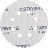 Круг шлифовальный универсальный (125 мм; 8 отв.; Р40; 5 шт.) STAYER 35452-125-040