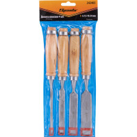 Набор долот-стамесок SPARTA 6-12-18-24 мм, плоские, деревянные ручки 242405