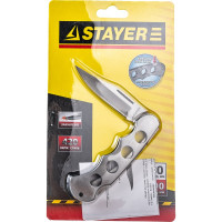 Складной нож STAYER цельнометаллическая облегченная рукоятка 47613_z01