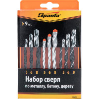 Набор сверл по бетону, металлу, дереву (9 шт; 5-8 мм) SPARTA 725055