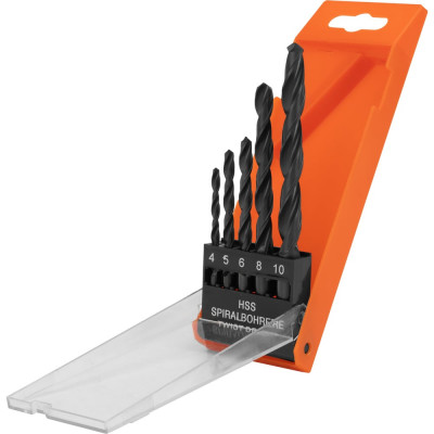 Набор сверл по металлу SPARTA 4-5-6-8-10 мм, HSS,5 шт., пласт. бокс, цилиндрический хвостовик// 723105