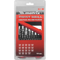 Набор сверл по металлу HSS (1-10 мм; 19 шт.) MATRIX 72388