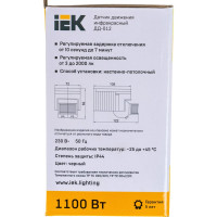 Детектор движения IEK ДД 012 1100Вт угол обз. 180град., дальн. 12м, IP44, черн. LDD10-012-1100-002