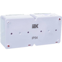 Двухместная розетка IEK для открытой установки, с заземляющим контактом, с крышкой РСб22-3-ГПБд IP54 ERMP22-K03-16-54-EC