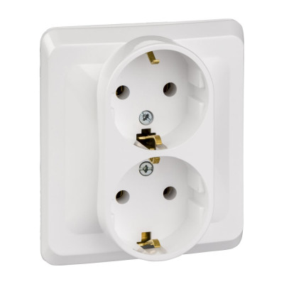 Розетка 2-м СП Systeme Electric (Schneider Electric) Этюд, 16 А, с заземлением, белый, арт. PC16-007B