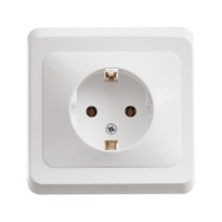 Розетка Systeme Electric 1-м СП Этюд 16А с заземлением, белая SchE PC16-003B