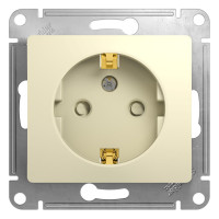 Механизм розетки Systeme Electric 1-м GLOSSA с заземлением, защитные шторки, бежевый SchE GSL000245