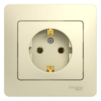 Розетка Systeme Electric 1-м GLOSSA с заземлением, бежевая SchE GSL000242