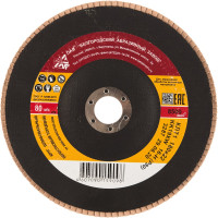 Лепестковый торцевой круг Баз для шлифования тип КЛТ 1 KK19XW зерно-электрокорунд нормальный P80 180x22 мм 36563-180-80