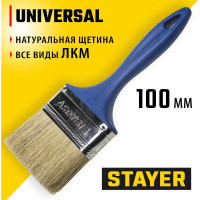 Плоская кисть STAYER Professional Universal светлая натуральная щетина пластмассовая ручка 100 мм, 4" 01085-100_z01