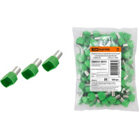 Наконечник IEK НШвИ 2x1,0-8, светло-зеленый, ИЭК. НГИ2, 100 шт, UTE10-D2-2-100