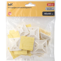 Самоклеящаяся площадка под хомуты IEK 40x40 белая 20 шт. ИЭК UHP30-40-020
