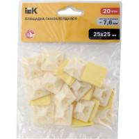 Самоклеящаяся площадка под хомуты IEK 25x25 белая 20 шт. ИЭК UHP30-25-020