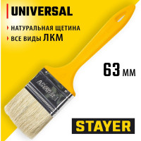 Плоская кисть STAYER Universal светлая натуральная щетина пластмассовая ручка 63 мм 2.5" 0107-63_z01